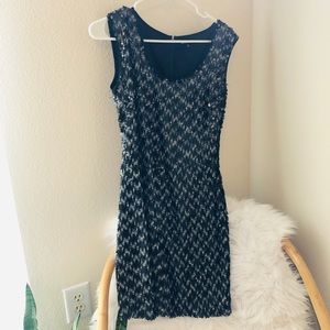 Gianni Bini Black + Grey Sequin Mini Dress